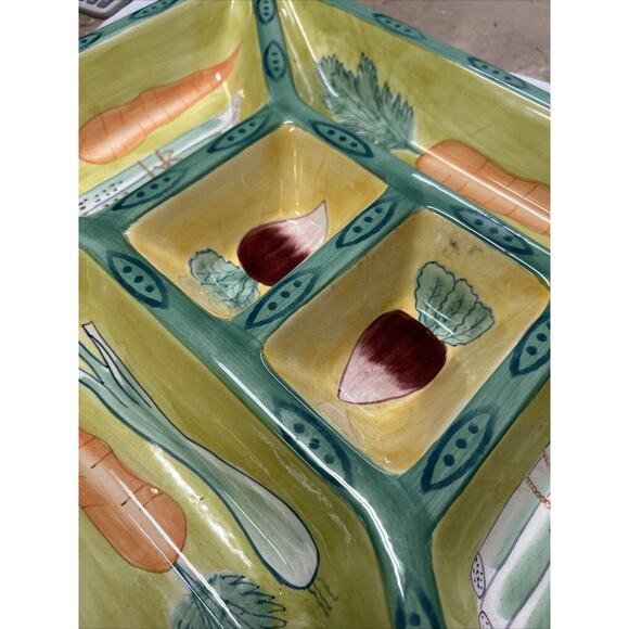 Clay Art Divided Garden Harvest Hand Painted 1998 Vintage In Mint Condition - Picture 3 of 10